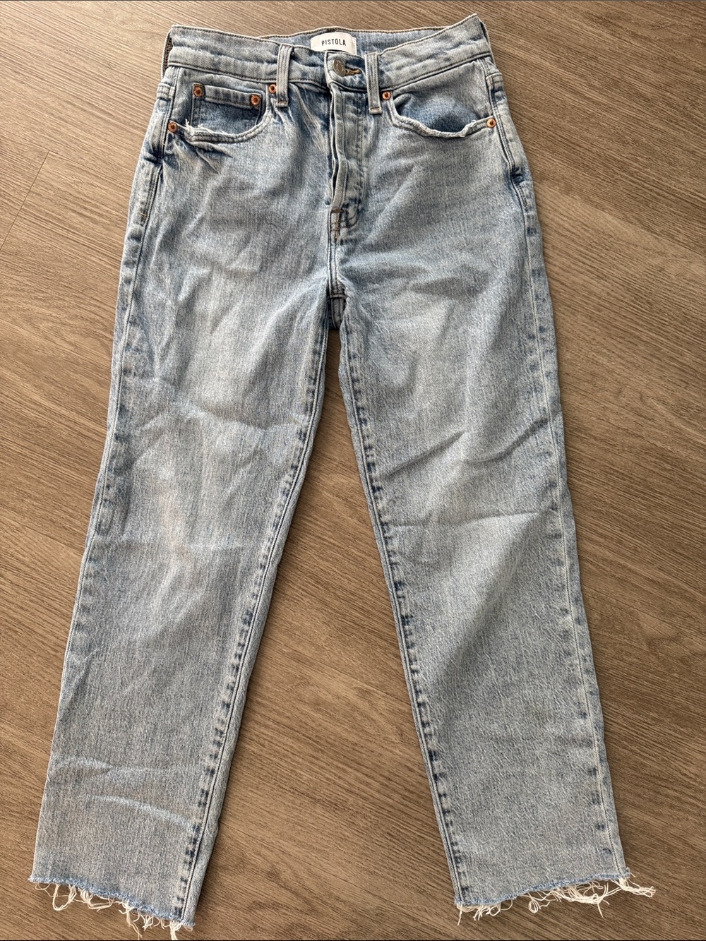 pistola Light Wash Straight Leg Jeans - Light Blue